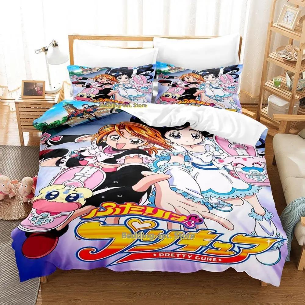 Nuevo Juego de Ropa de Cama Pretty Cure Individual Twin Full Queen King Size Funda Nórdica de Anime para Decoración de Dormitorio de Adulto Niño
