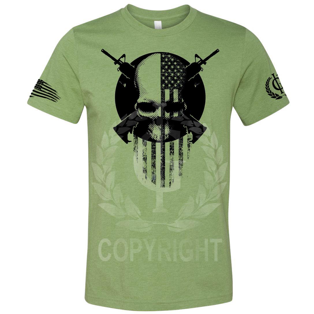 Iron Gods Flag Skull Badge Workout T-shirt Military Shirt US Armed Forces Shirt S