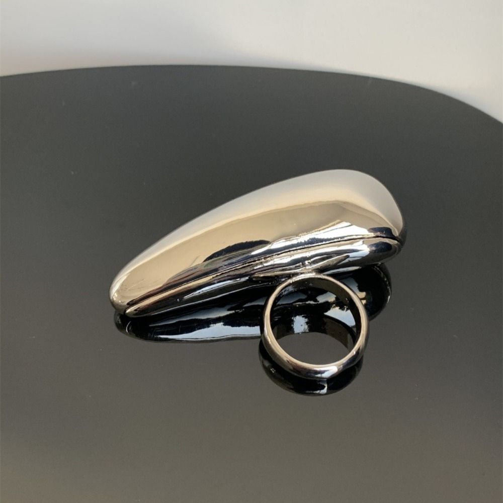 Metal Smooth Big Teardrop Rings Geometric Finger Rings Metal Teardrop Ring  Party