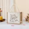 Hand-Painted Graffiti Canvas Tote Bag - Yellow Linen Logo Pattern