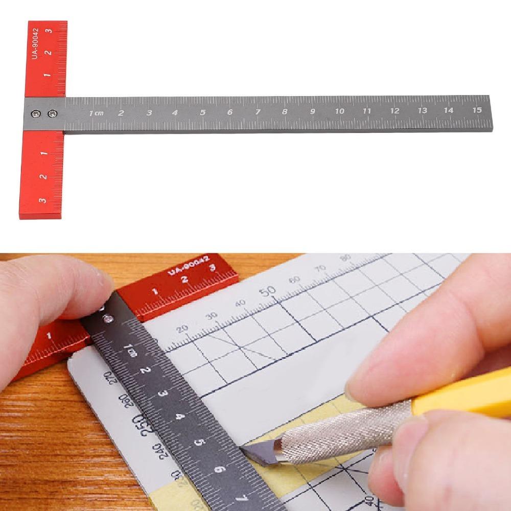 Portable Accurate Scale T Square Ruler T-Shaped Metal Multifunctional Ruler Gray 6 Inch Aluminum Alloy Ruler Art Framing