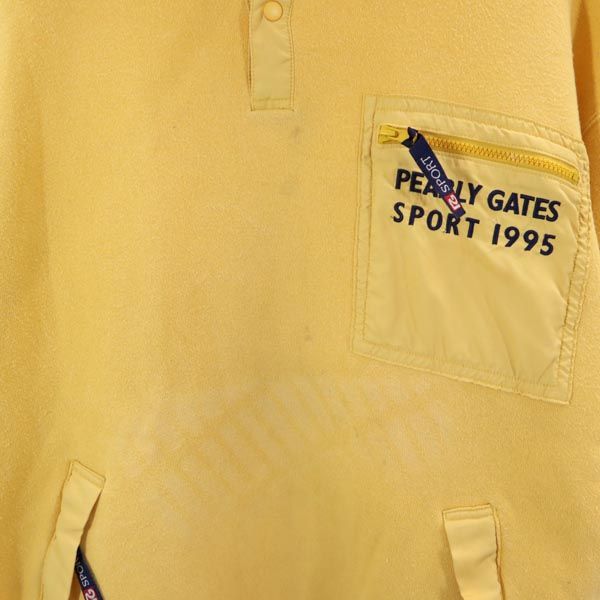 Pearly Gates Golf Long Sleeve Half Button Trainer L Yellow Back Brushed Men's Used
