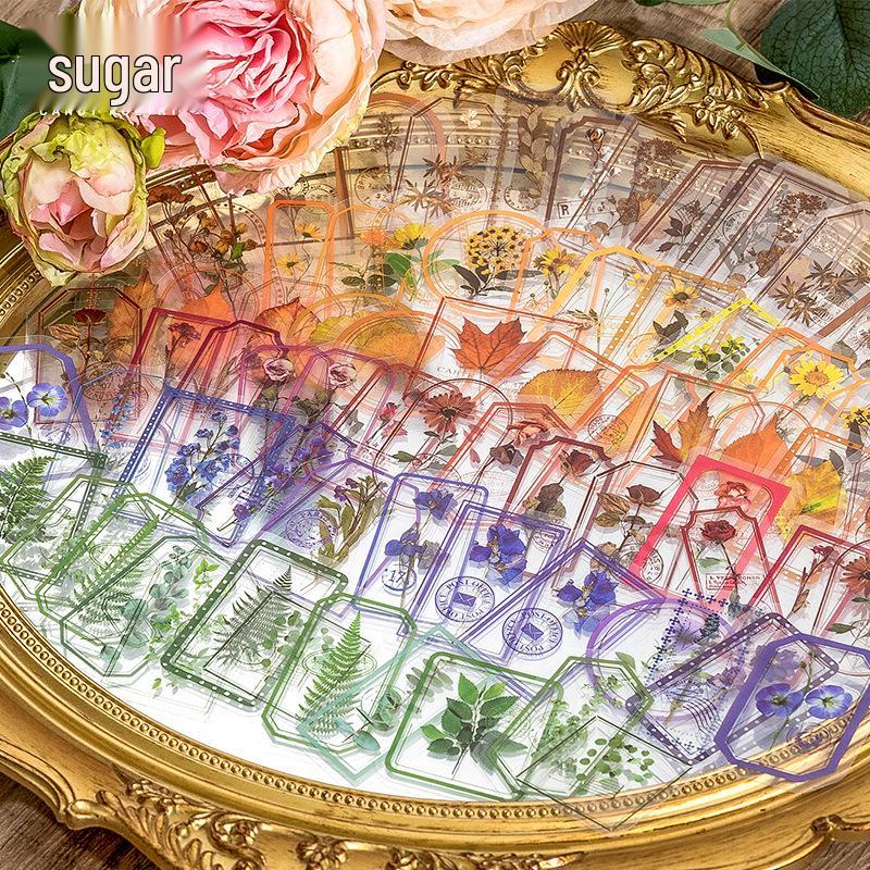 Sugar Poetry PET Stickers: Flowers In Mist Series - 30-Page Pack, 6 Floral Designs for Journals & DIY Projects