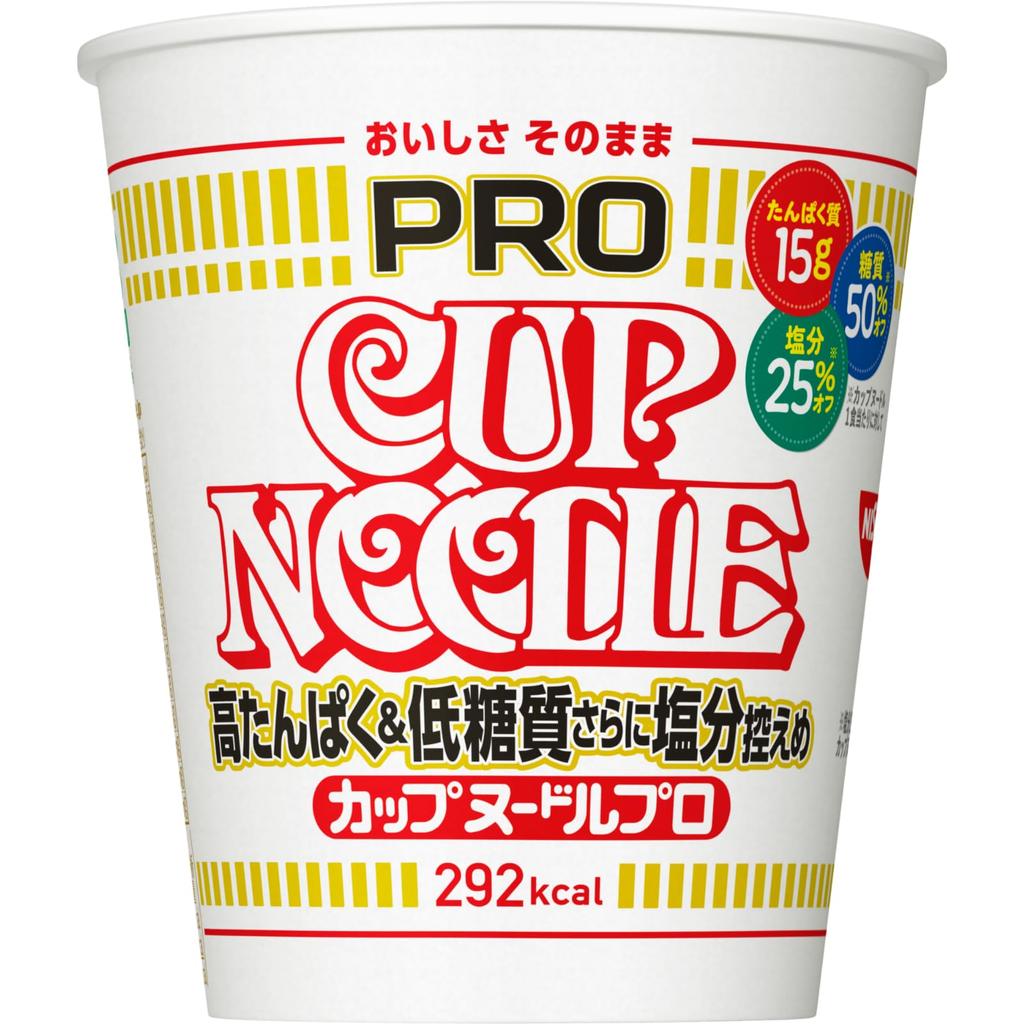 Nissin Cup Noodles High Low and Low Sodium as Instant Dietary 292kcal per 75g x 12 packs PRO, Protein, Carb, [Delicious Always], Noodles, Fiber,