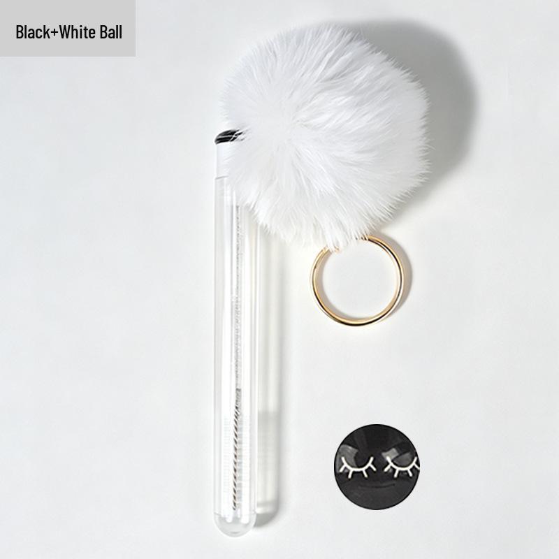 Gold Buckle Pompom Eyelash & Eyebrow Brush with Crystal Rod and Rabbit Ear Comb