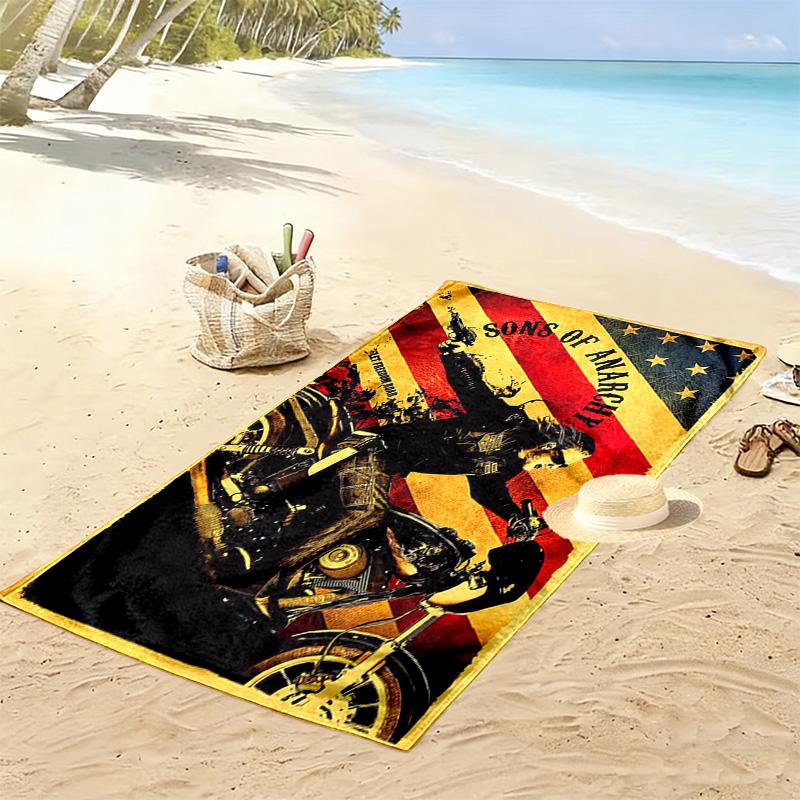 Sons Anarchy: Brotherhood Rebellion Beach Towel Soft Portable for Travel Seaside Outdoor Pool Towel Absorbent Bath Towel Fashion