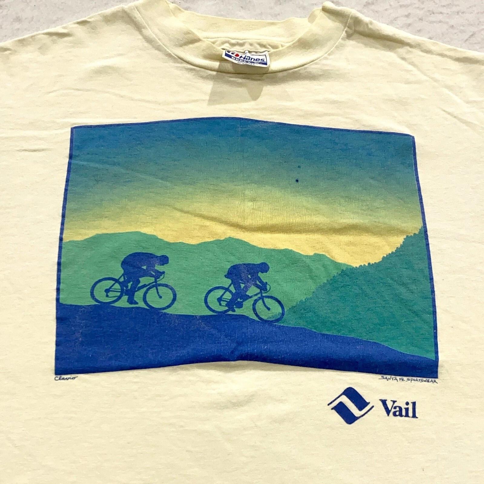 

vintage 80s VAIL COLORADO BIKE SUNSET NATURE T-Shirt SMALL/MEDIUM bicycle XL