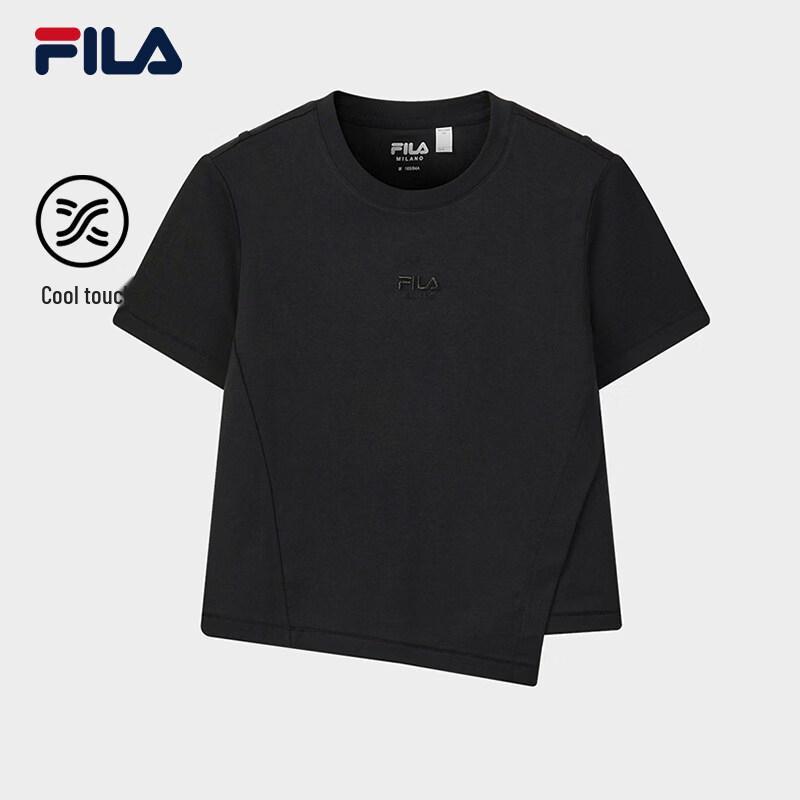 FILA Women s Cooling Knit Short Sleeve T-Shirt with Irregular Hem S
