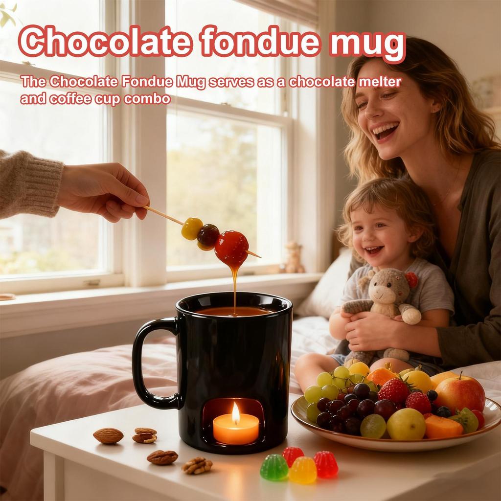 Chocolate Fondue Cup Ceramic Chocolate Butter Warmer Portable Melt Hot Pot Cup For Seafood Dinner Appetizer Sauce Cheese Candy