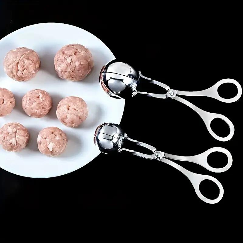 

2pc DIY Stainless Steel Meatball Maker Spoon, Non-Stick Fish Ball Squeezer with Long Handle, Versatile Manual Kitchen Tool for Meat and Rice Balls 2pc серебряный