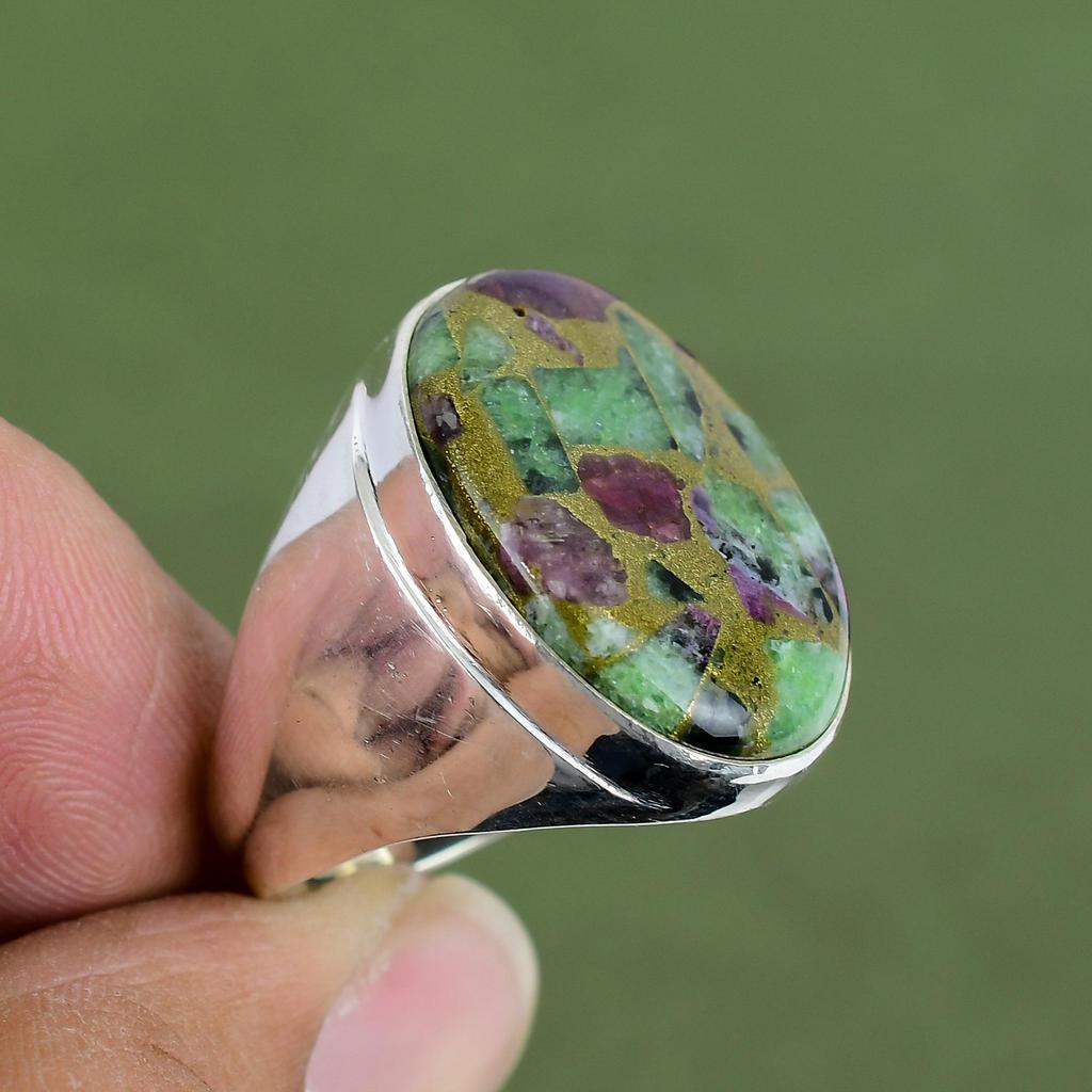 Kupfer Rubin Zoisit Ring 925 Sterling Silber Ring Edelsteinring Handgemachter Silberschmuck Geburtssteinring Hochzeitsgeschenke Erhältlich in Ringgröße