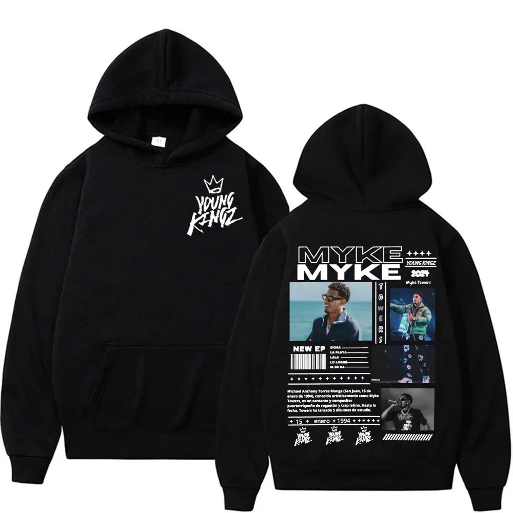 Rapper Myke Towers Men Plus Size Hoodie Hip Hop Rock Street Outdoor Casual Pop Long Sleeve Y2K Warm Fall Sweatshirt Clothing