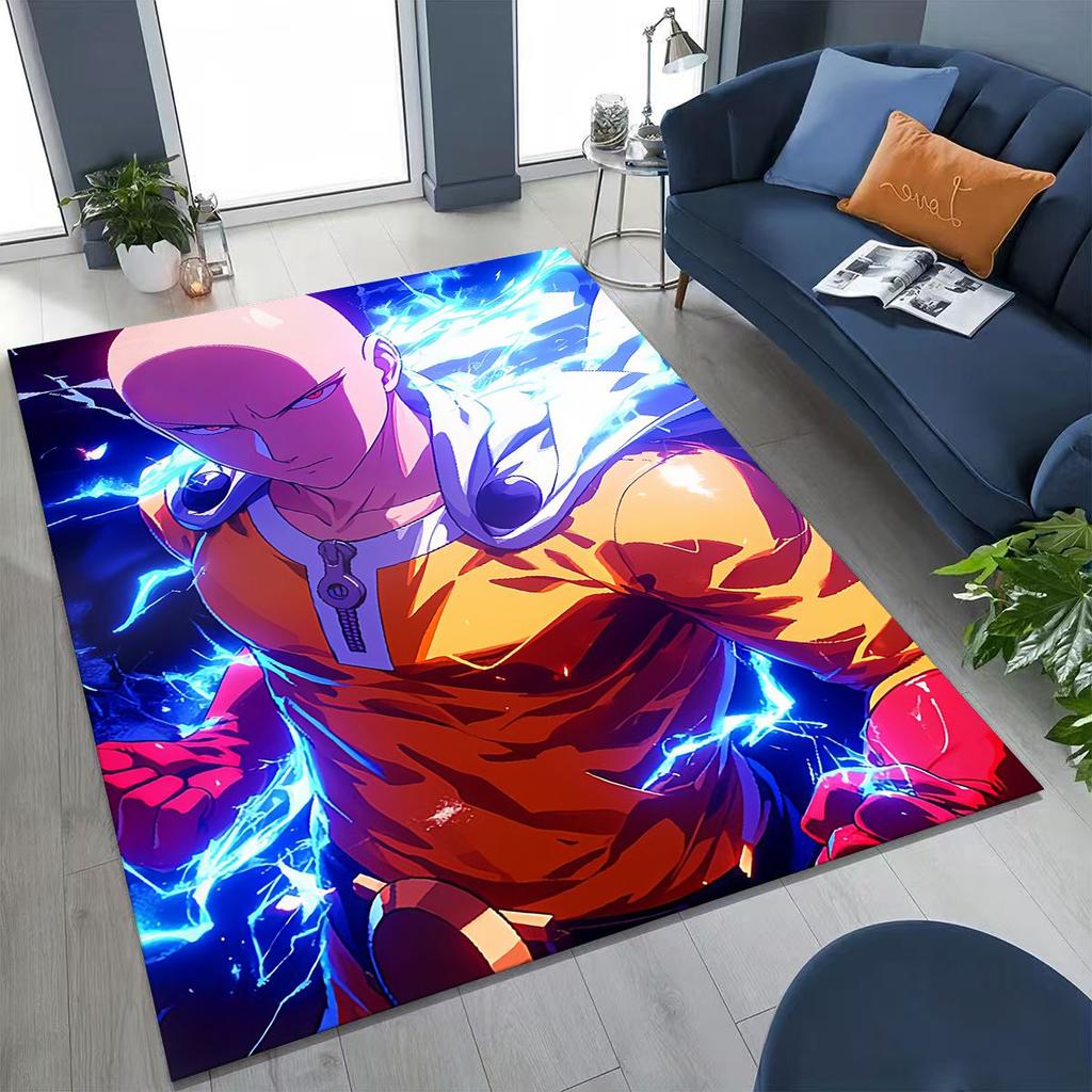Anime One Punch Man Saitama Cartoon Cartoon Rug for Bedroom Living Room Sofa Home Doormat Decor,Kids Play Non-slip Floor Mat
