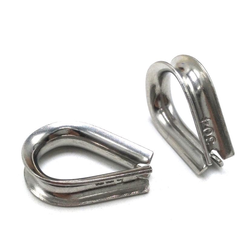 304/316 Stainless Steel Wire Rope Cable Thimbles Accessories , J006