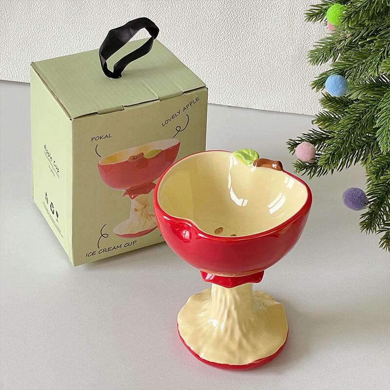 Creative Ceramic Apple Stemmed Dessert Cup