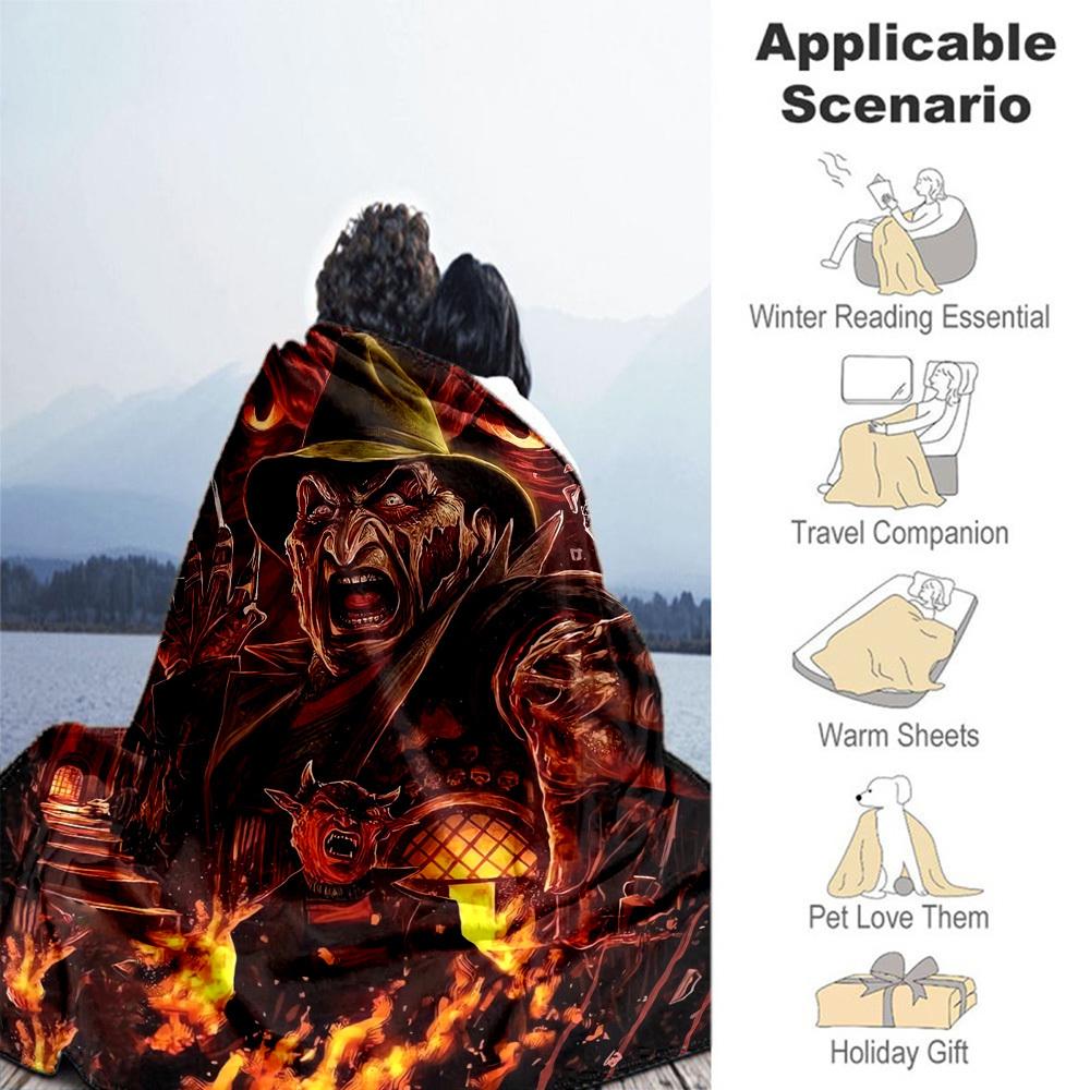 1pc Freddy Krueger,Horror,Nightmare Blanket Throw Blanket,Soft Bedding Cover,Flannel Blankets, Travel,Camping,All Seasons Use 102762