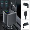 Retractable Car Charger 7 in 1 Fast Charging Car Charger Retractable Cable USB Type C Multi Ports Car Charger Adapter Compatible