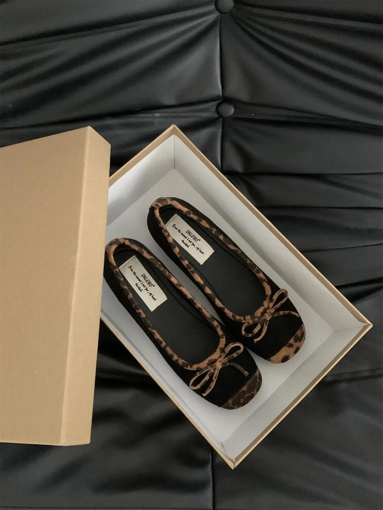 Fashion IPPEUM Ballerinas Zapatos Mujer Round Toe Ballet Flats Shoes For Women 2025 New Leopard Mary Jane Shoes