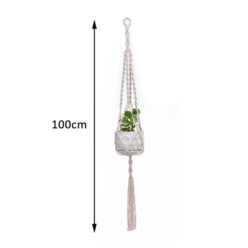 1Pcs Multi-purpose Cotton Rope Plant Hanger Garden Supplies Hand Woven Beige Wall Decoration Flower Tray Basket European Style Plant Hanging Basket