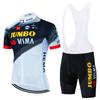 סט ג'רזי רכיבה Jumbo Visma Team שרוול קצר לאופני הרים וכביש, מתייבש במהירות, נושם, ערכה לגברים