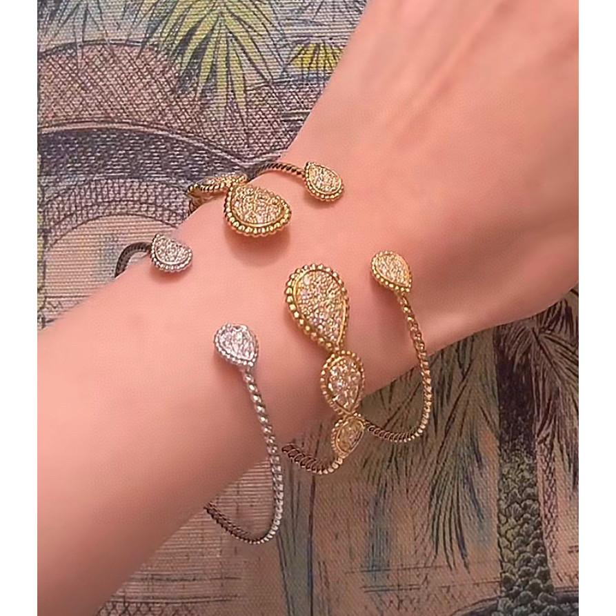 Waterdrop Shaped Decoration with Diamond Inlaid Open Bracelet, Anti Allergic Material, Birthday Gift, Gifts for Men and Women, Daily Outfit
