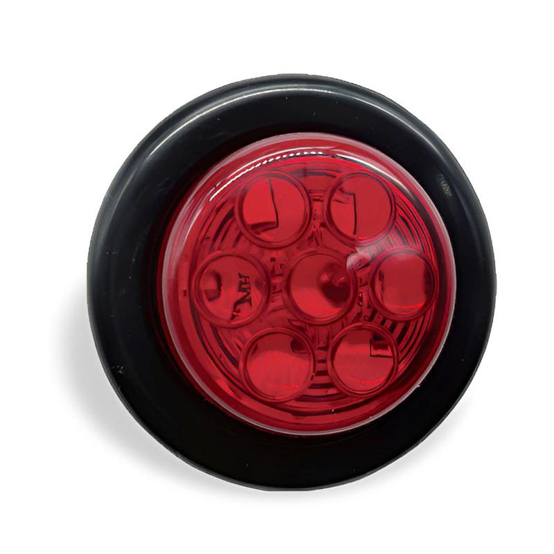 2Pcs Red 2 Inch 7-LED Round Truck Trailer Side Marker Lamp Clearance Tail Light 24V Fit for RVs Utes UTVs Boat Caravans