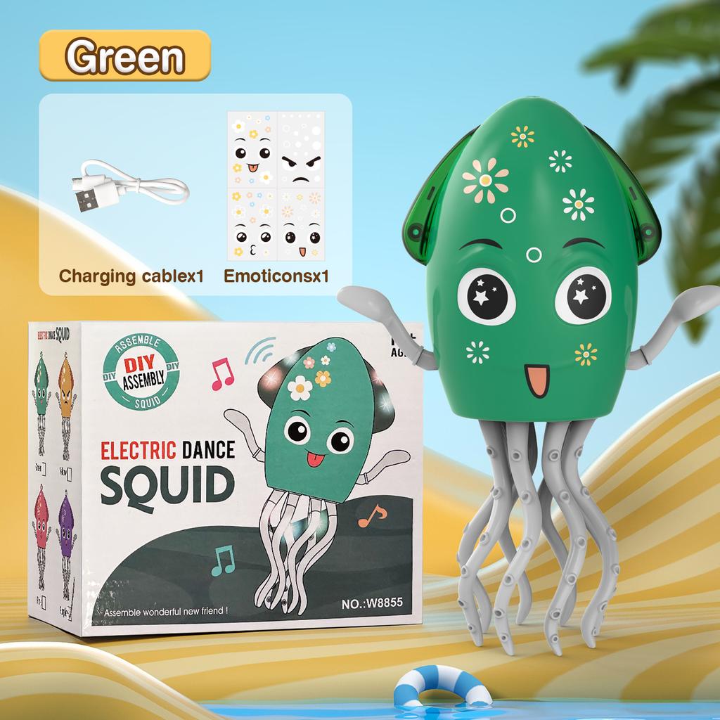 Electric Dancing Squid Octopus Dancer Novelty  Fidget Toys Luminous Music Baby Crawling  Toys Games For Kids Children Pets Cats
