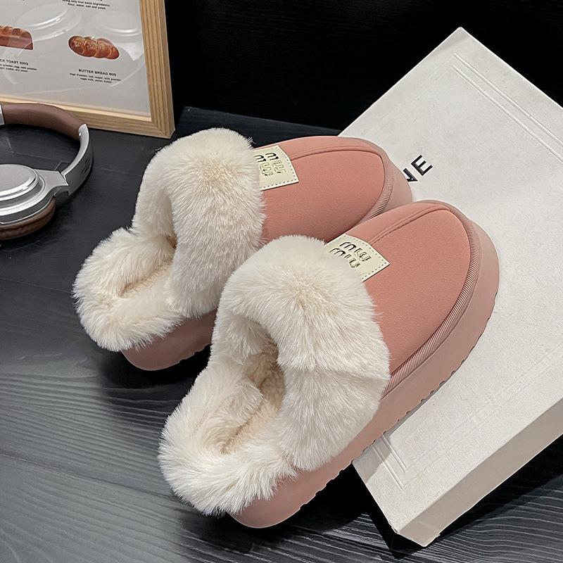 Women s padded thickened warm non-tired feet a stirrup thick bottom heightening comfortable waterproof non-slip leisure snow boots cotton slippers 3637 1933₽