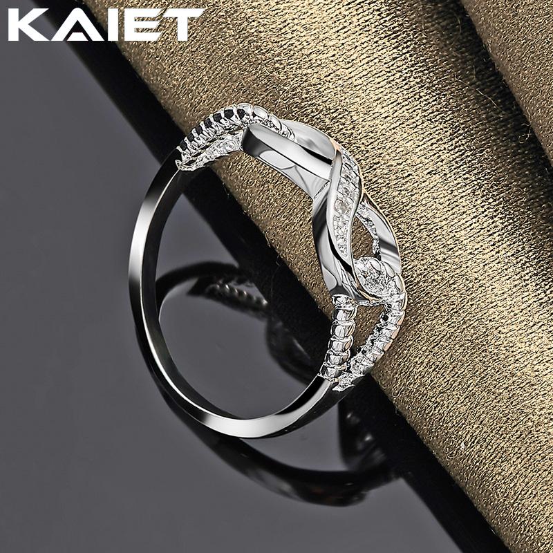 925 Sterling Silver 8-Word Inlaid Crystal 7-10 Ring for Women Fashion Jewelry