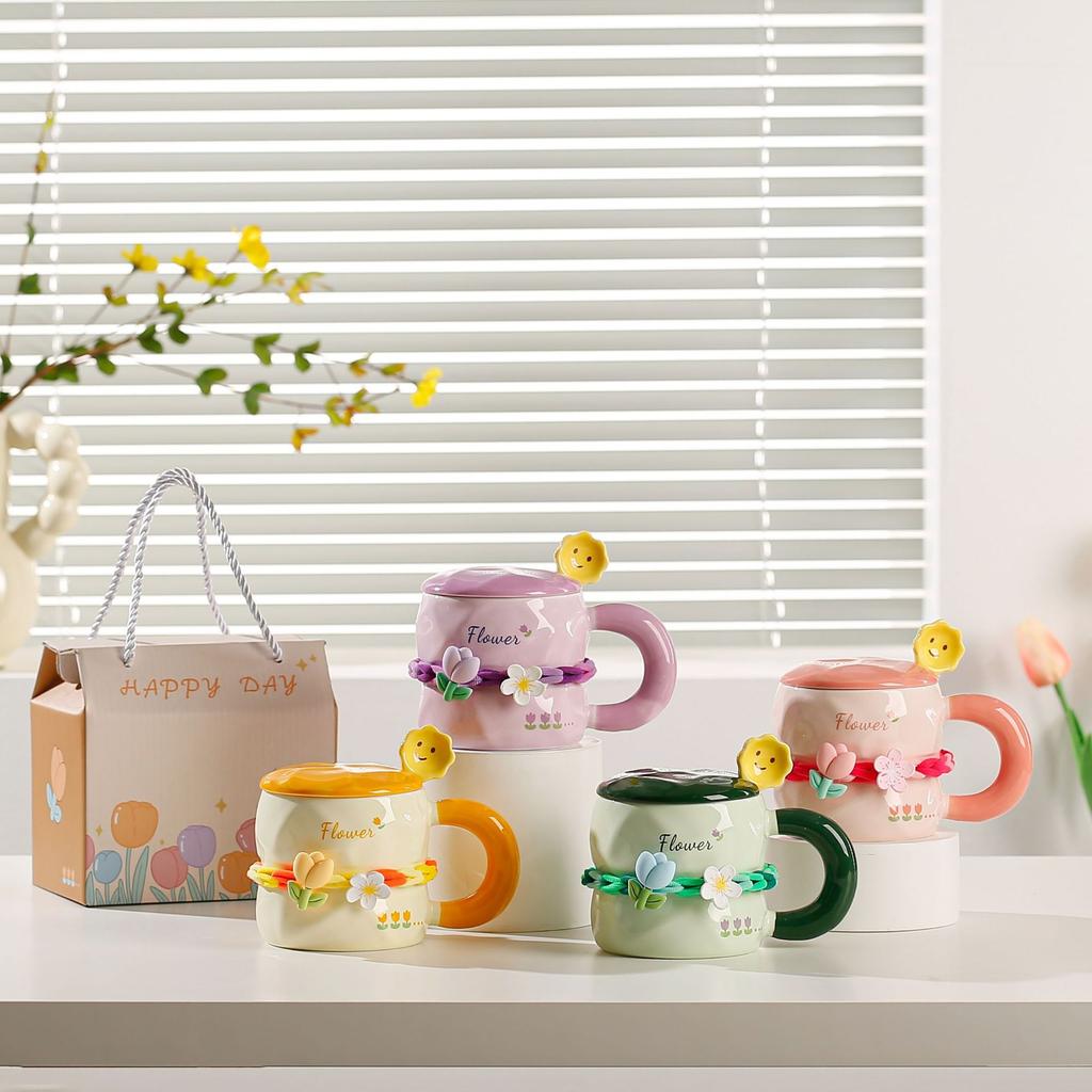 Small Gift Box Set High Value Large Capacity Ceramic Cup Tulip Small Flower Mug Souvenir Gift