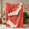 Elegant Crane Print Decorative Throw Blanket Asian Art Zen Living Room Sofa Couch Cover Boho Oriental Decor Gift