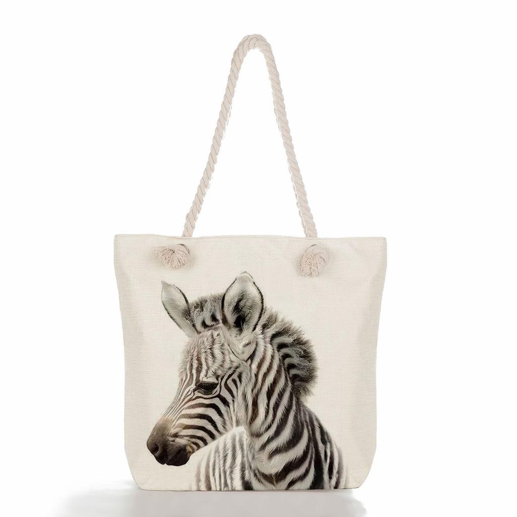 Cute Animals Print Thick Rope Single-shoulder Beach Bag 7210