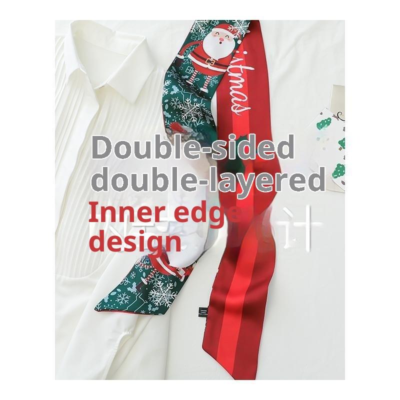 Christmas Element Versatile Scarf - Holiday Bow Decorative Scarf Straps For Hair Accessories Bag Decoration & Gift
