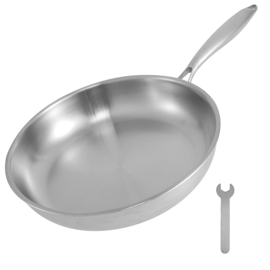 30cm Edelstahl Bratpfannen Set Sicher Gleichmäßige Hitzeverteilung Chef's Pan Kochgeschirr mit Abnehmbarem Griff Küchen Kochtopf mit Schraubenschlüssel