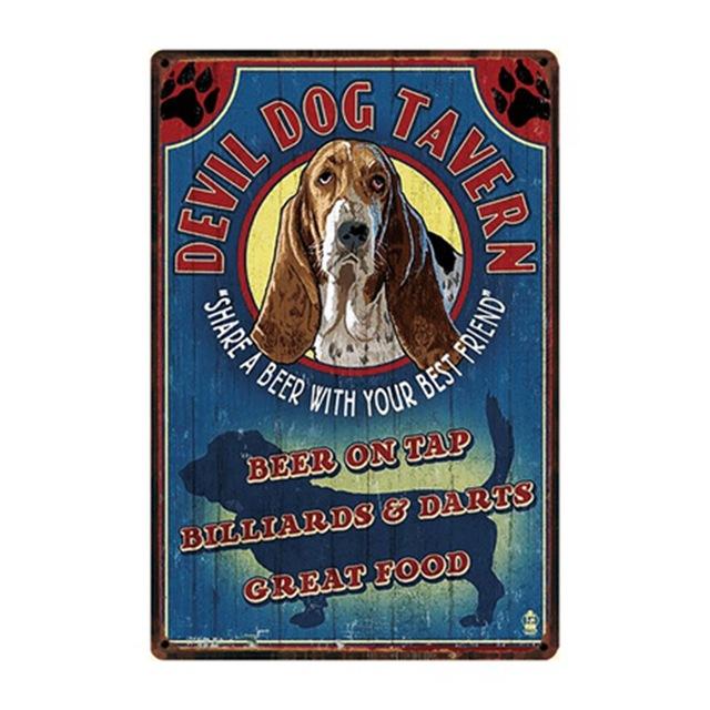 Dog Rules Bulldog Boxer Beagle Great Dane Metal Signs Lovely Tin Poster Home Decor Pub Bar Garden Wall Art Iron Tin Painting