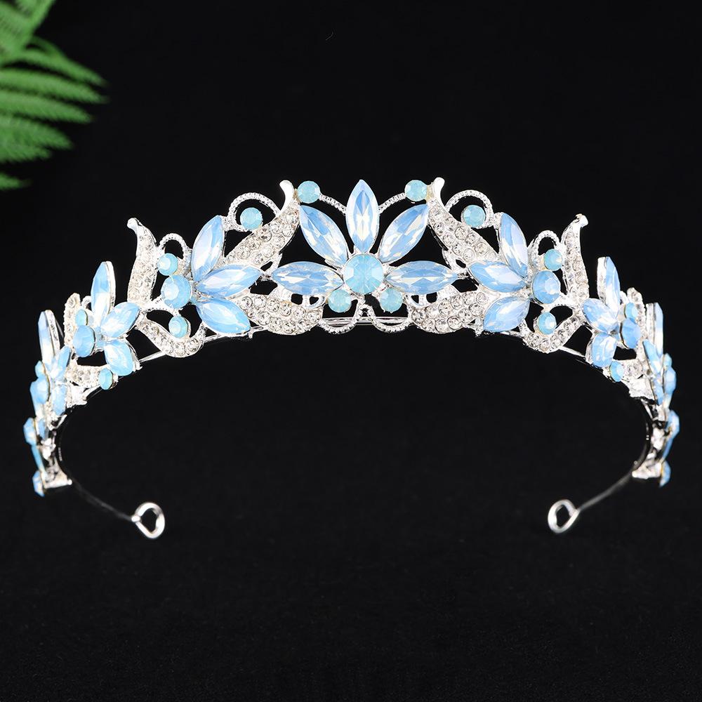DIEZI 6 Colors Sweet Princess Opal Crystal Tiara Crown Women Girls Wedding Party Elegant Luxury Rhinestone Crown Hair Jewelry
