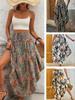 Bohemian Style Flowy Mid-Length Skirt with Personality Print for Summer Vacation
