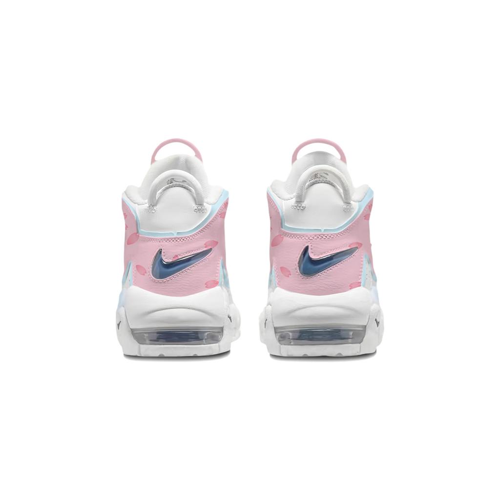 Nike Air More Uptempo Pink Cherry Blossom Ice Blue Air Cushioning Abrasion Resistant Mid top Basketball Shoes Women's DH9719-100(Team1868- )