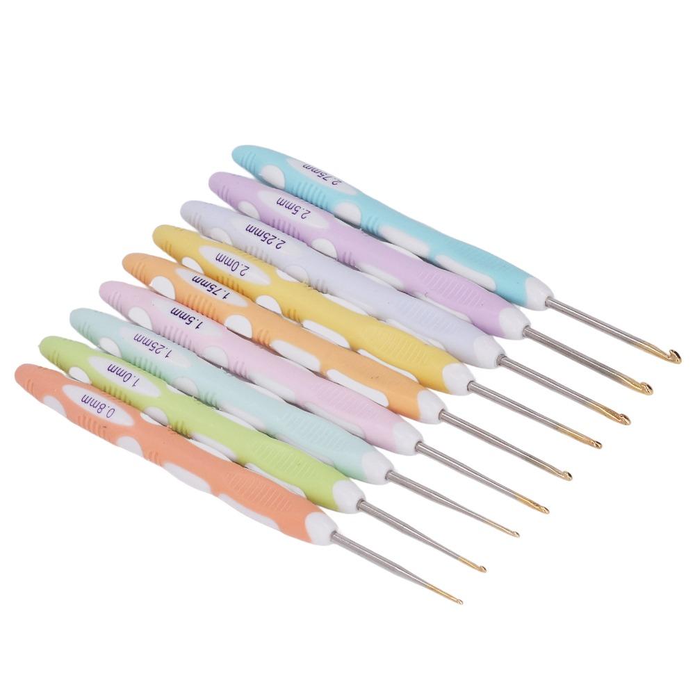 9pcs Soft Comfort Grip Handles Crochet Hooks Set Ergonomic Crochet Needles For Knitting Craft