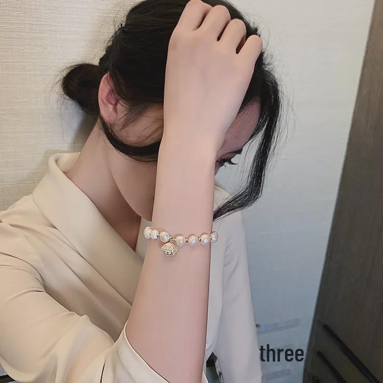 Korean Style Baroque Freshwater Pearl Bracelet - Cat's Eye Shell Design, Simple Jewelry for Students and Girlfriends