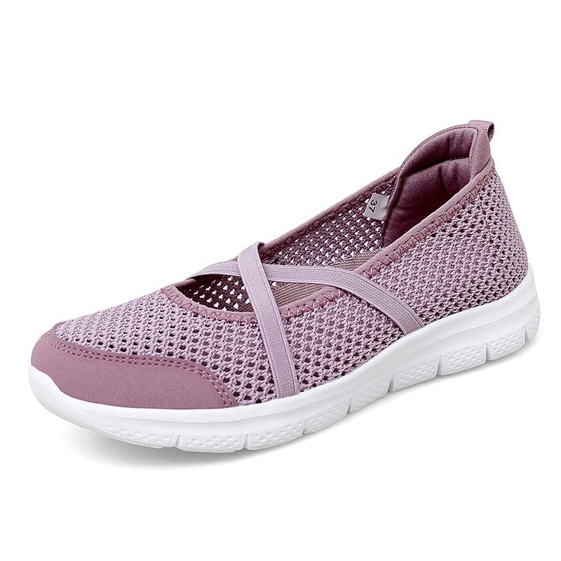 Women's Flat Heeled Mesh Shoes Are Comfortable Breathable and Easy To Step on Mom Shoes Casual Lightweight Made of Mesh Fabric