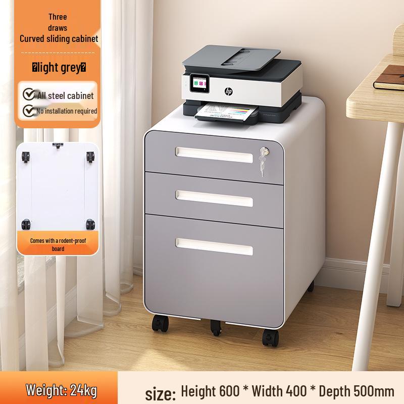 Under-Desk Mobile Metal Filing Cabinet with Locking Drawer and Office Storage