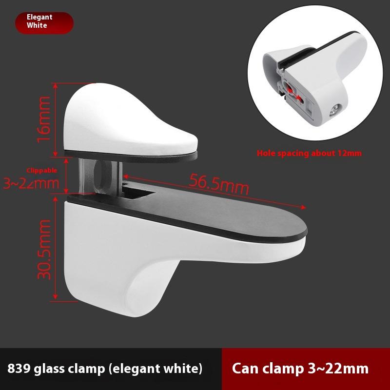 1pcs Adjustable Wood/Glass Shelf Support Clips Zinc Alloy Shelves Brackets With Anti-Slip Pads, Partition Clamps For Bathroom