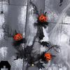 Halloween Plant Arrangement Realistic Flower Stem with Artificial Pumpkin and Black Leaf for Party Table Centerpieces
