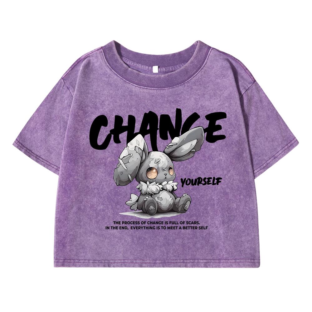 Chance Yourself Printing Female Washed Short Tshirts Breathable T-Shirts Soft Clothes Loose Distress Tops Women