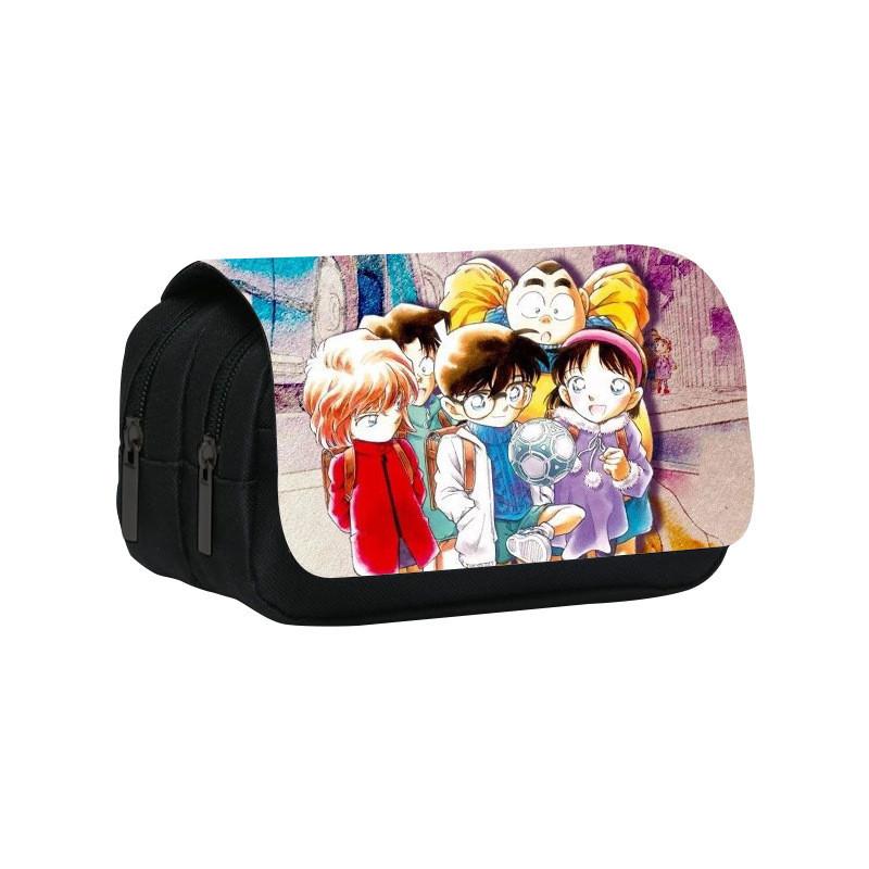 Detective Conan Double Layer Pencil Case Large Capacity Storage Organizer For Students