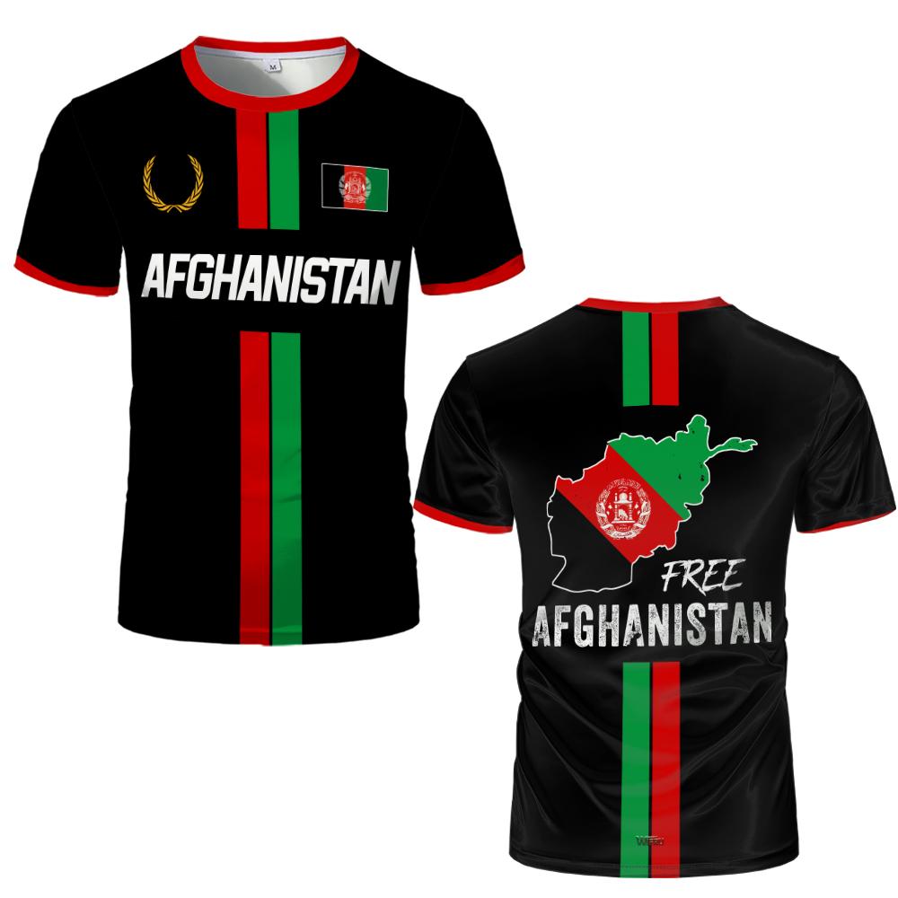 Baibao QIQI Afghanistan Stijl Sport Voetbal T-shirt Heren Afghaanse Vlag Kaart Geprint Ronde Hals shirt Heren Sneldrogend Ademend Casual Tops 6XL