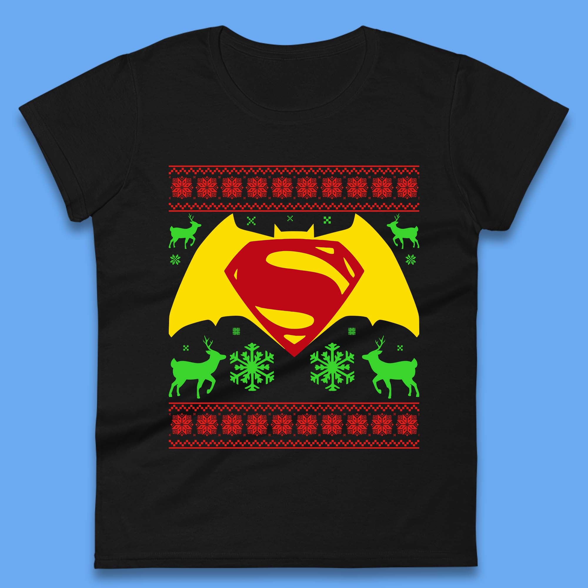 Batman V Superman Christmas Womens T-Shirt Mens Tops Tees Unisex 3XL