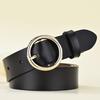 Belt Women'S Leather Belt, Women'S Round Buckle Cowhide Belt, Belt Women'S