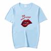 Summer Tops Red Mouth Lip Kiss Printed Women Fashion Tshirt Funny Leopard Graphic Tee
